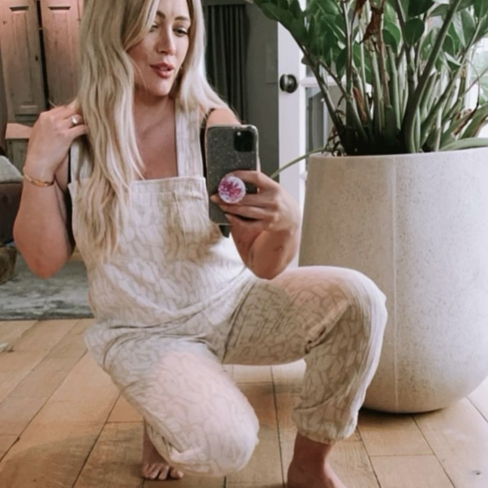 NWT Smash + Tees‎ Hilary Duff Romperall Jacquard Knit Oatmeal Jumpsuit Sz MD